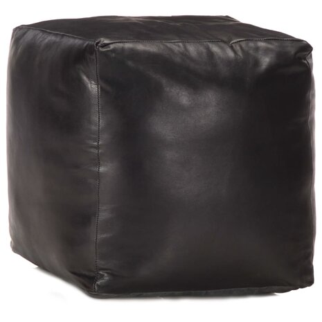 Poef 40x40x40 cm echt geitenleer zwart 1