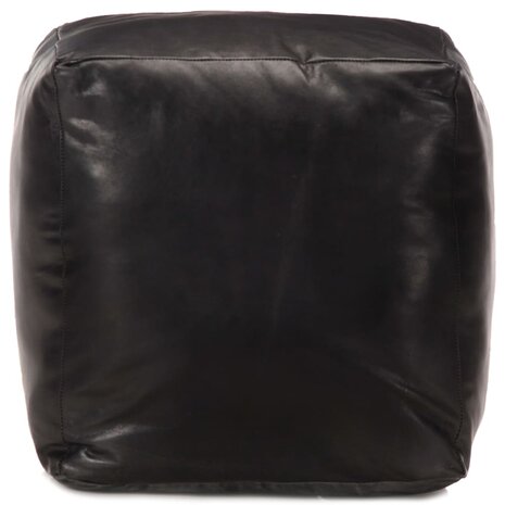Poef 40x40x40 cm echt geitenleer zwart 2