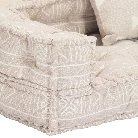 Poef tweezits modulair stof beige 8