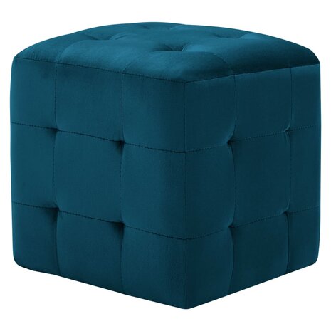 Poef 2 st 30x30x30 cm fluweel blauw 2