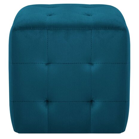 Poef 2 st 30x30x30 cm fluweel blauw 3