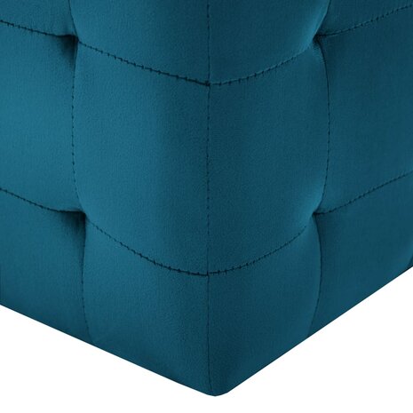 Poef 2 st 30x30x30 cm fluweel blauw 5