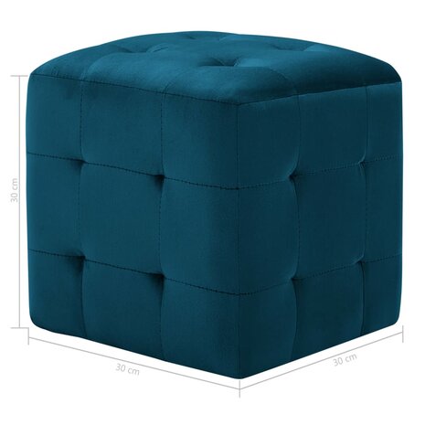 Poef 2 st 30x30x30 cm fluweel blauw 6