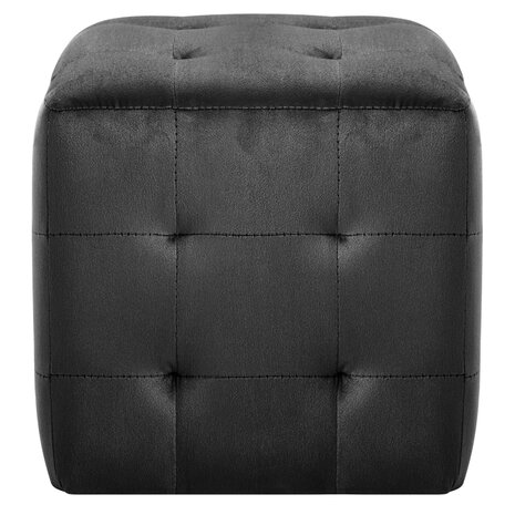 Poef 2 st 30x30x30 cm fluweel zwart 3