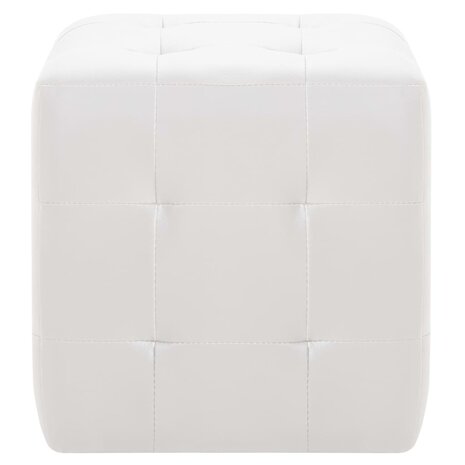 Poef 2 st 30x30x30 cm kunstleer wit 3