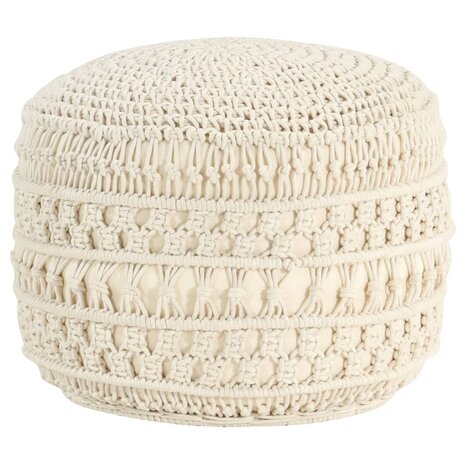 Poef macramé handgemaakt 45x30 cm katoen 1