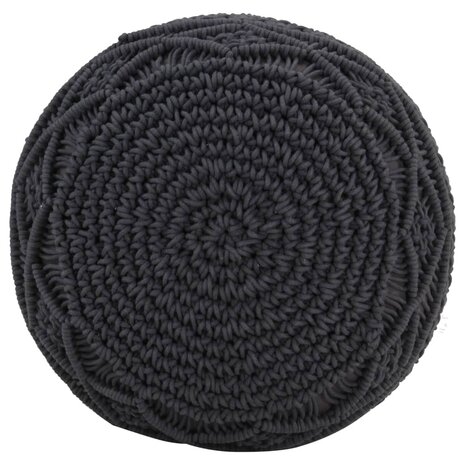 Poef macramé handgemaakt 45x30 cm katoen antraciet 2