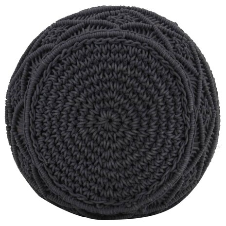 Poef macramé handgemaakt 45x30 cm katoen antraciet 3