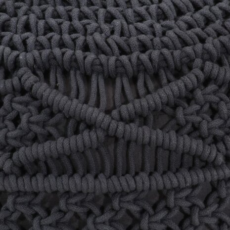 Poef macramé handgemaakt 45x30 cm katoen antraciet 4