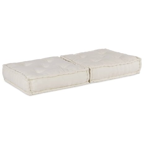 Poef modulair 70x70x36 crèmekleurig stof 3