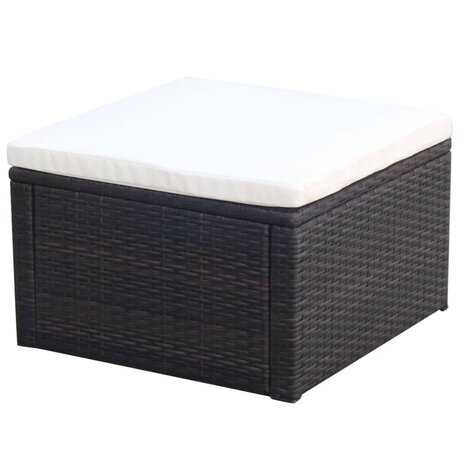 Voetenbank/poef bruin 53x53x30 cm poly rattan  1