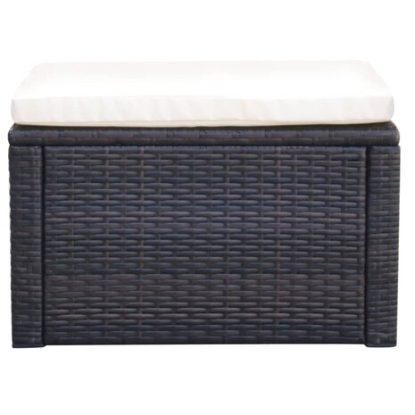 Voetenbank/poef bruin 53x53x30 cm poly rattan  2