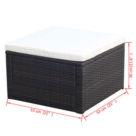 Voetenbank/poef bruin 53x53x30 cm poly rattan  4