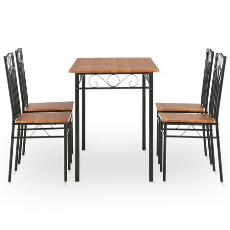 5-delige Eethoek MDF en staal bruin 3