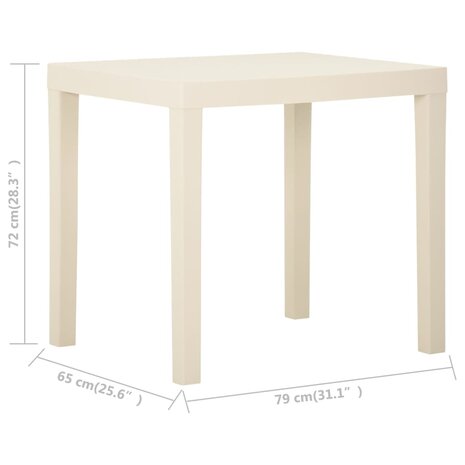 Tuintafel 79x65x72 cm kunststof wit 5