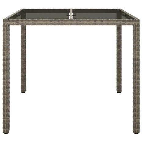 Tuintafel 90x90x75 cm gehard glas en poly rattan grijs 3