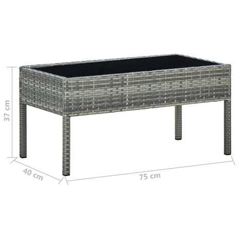 Tuintafel 75x40x37 cm poly rattan grijs 5