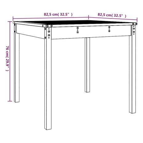 Tuintafel 82,5x82,5x76 cm massief grenenhout 8