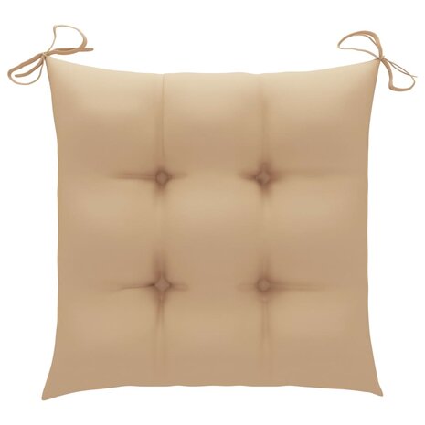 Schommelstoel met beige kussen massief teakhout 3