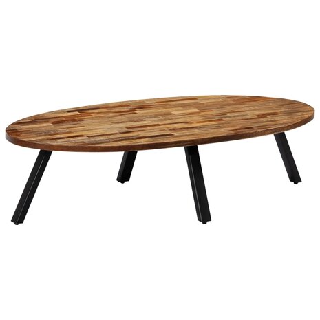 Salontafel ovaal 120x60x30 cm massief gerecycled teakhout 1