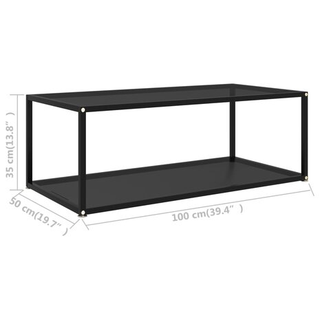 Salontafel 100x50x35 cm gehard glas zwart 5