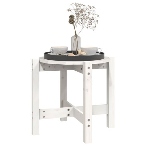 Salontafel Ø 52,5x45 cm massief grenenhout wit 4