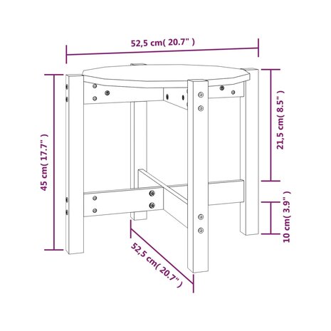 Salontafel Ø 52,5x45 cm massief grenenhout wit 8
