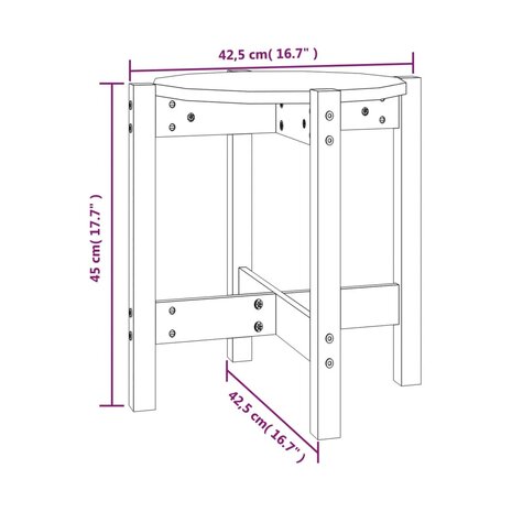 Salontafel Ø 42,5x45 cm massief grenenhout honingbruin 8