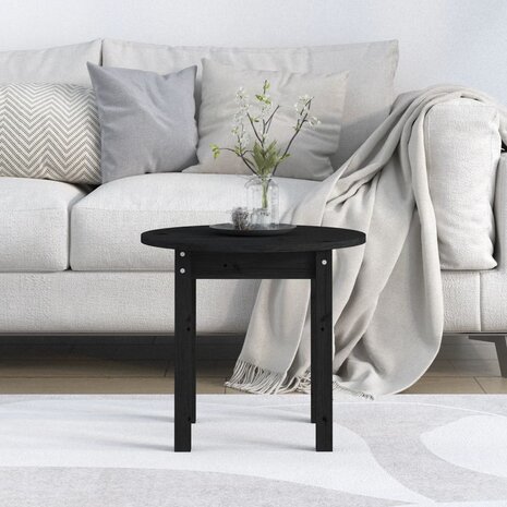 Salontafel Ø 45x40 cm massief grenenhout zwart 3