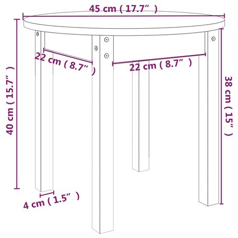 Salontafel Ø 45x40 cm massief grenenhout zwart 8