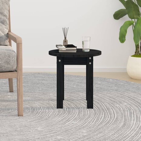 Salontafel Ø 35x35 cm massief grenenhout zwart 3