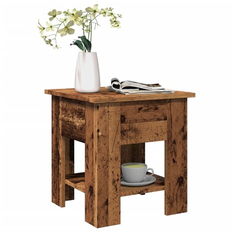 Salontafel 40x40x42 cm bewerkt hout oud houtkleurig 1