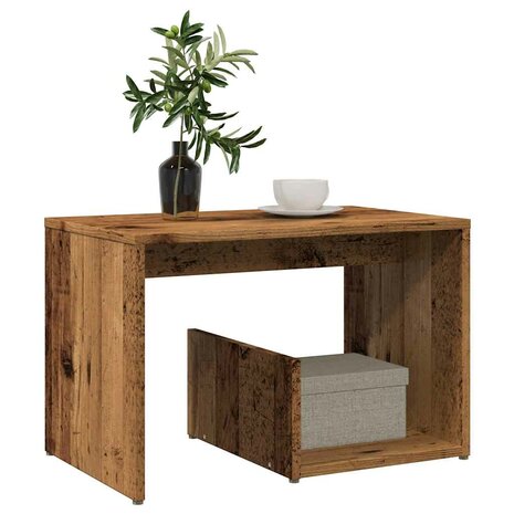 Bijzettafel 59x36x38 cm bewerkt hout oud houtkleurig 1
