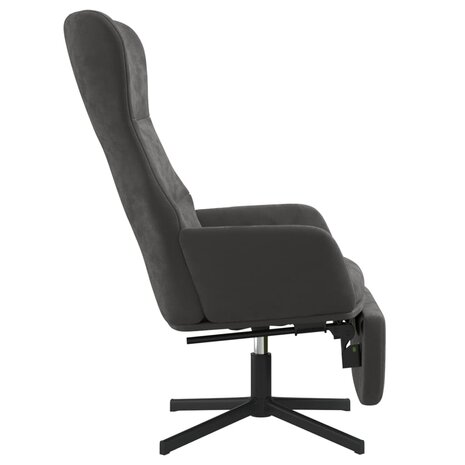 Relaxstoel met voetensteun fluweel donkergrijs 5