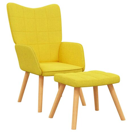 Relaxstoel met voetenbank stof mosterdgeel 2