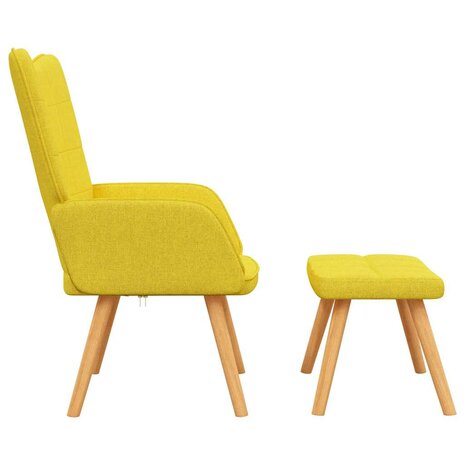 Relaxstoel met voetenbank stof mosterdgeel 4