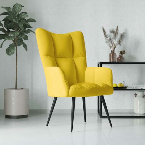 Relaxstoel fluweel mosterdgeel 1