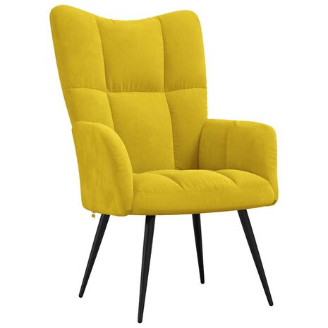 Relaxstoel fluweel mosterdgeel 2
