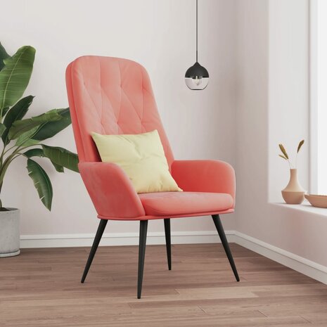 Relaxstoel fluweel roze 1