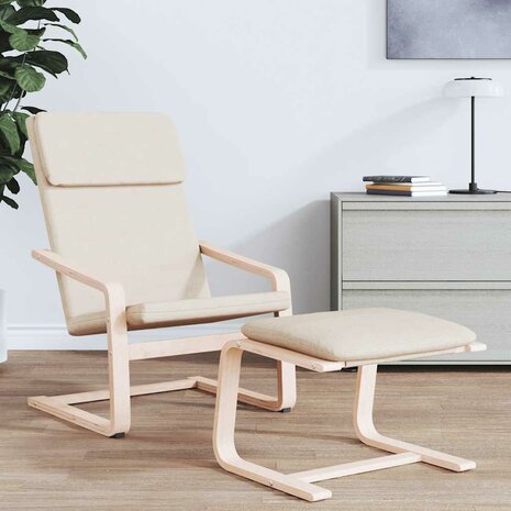 Relaxstoel crèmekleurig stof 3
