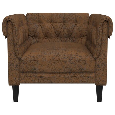 Fauteuil Chesterfield-stijl stof bruin 4