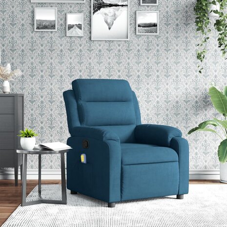 Massagestoel verstelbaar fluweel blauw 1
