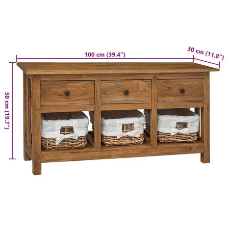 Dressoir 100x30x50 cm massief mahoniehout 8