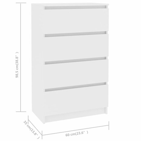 Dressoir 60x35x98,5 cm bewerkt hout wit 6