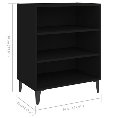 Dressoir 57x35x70 cm bewerkt hout zwart 6