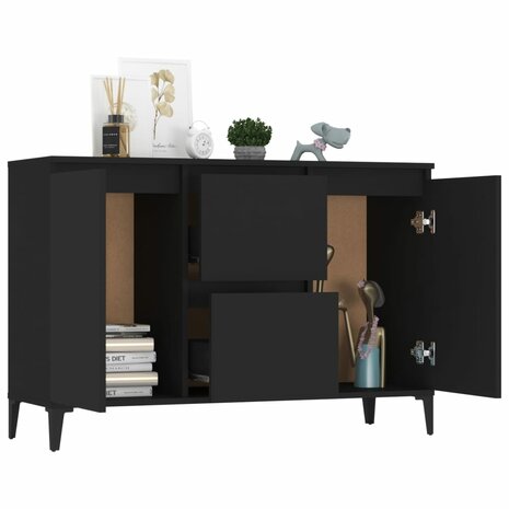 Dressoir 104x35x70 cm bewerkt hout zwart 3
