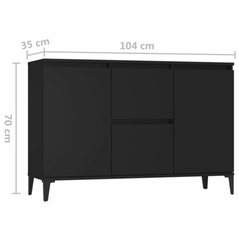 Dressoir 104x35x70 cm bewerkt hout zwart 7