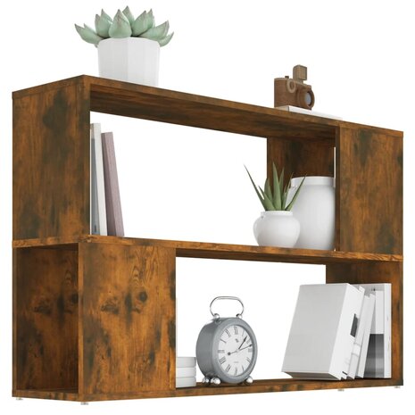 Boekenkast 100x24x63 cm bewerkt hout gerookt eikenkleurig 4