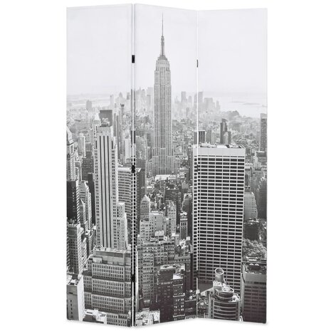 Kamerscherm New York bij daglicht 120x170 cm zwart en wit 1