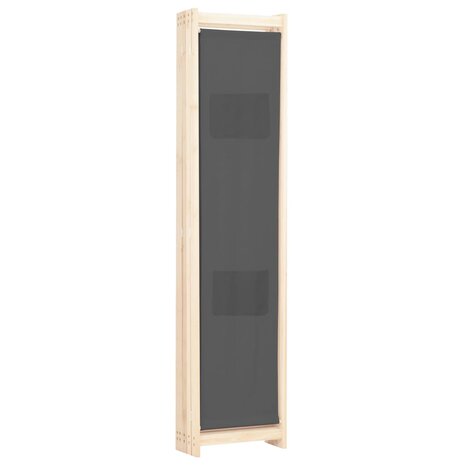 Kamerscherm met 5 panelen 200x170x4 cm stof grijs 4
